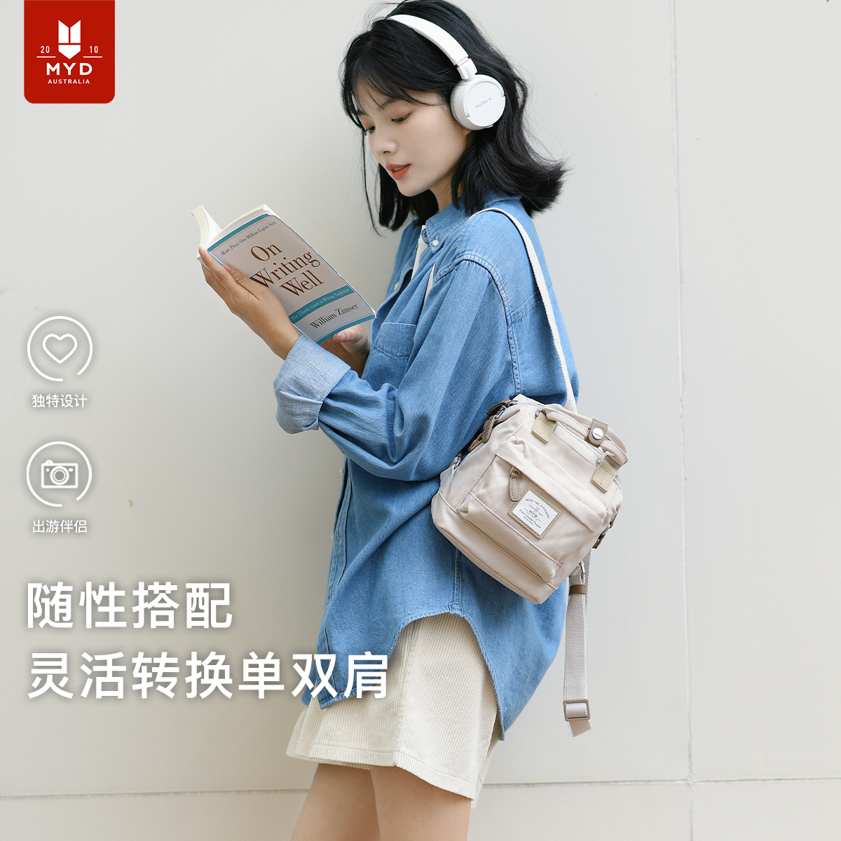 相机包女双肩包斜挎两用佳能富士