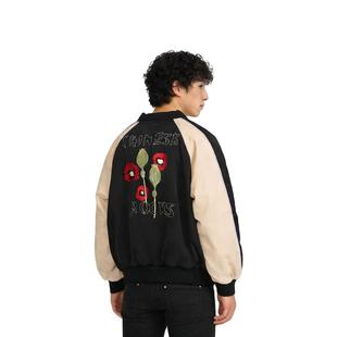 重工高品质ERD拼接棒球服芙蓉花万针刺绣外套高街忧郁富二代系列