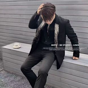 杨树林风格 绝迹经典镶钻流苏西服高级感奢潮高街时装西装外套