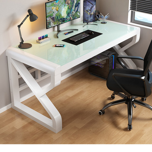 电脑桌台式学生书桌学习书桌简约钢化玻璃办公桌轻奢卧室电竞桌