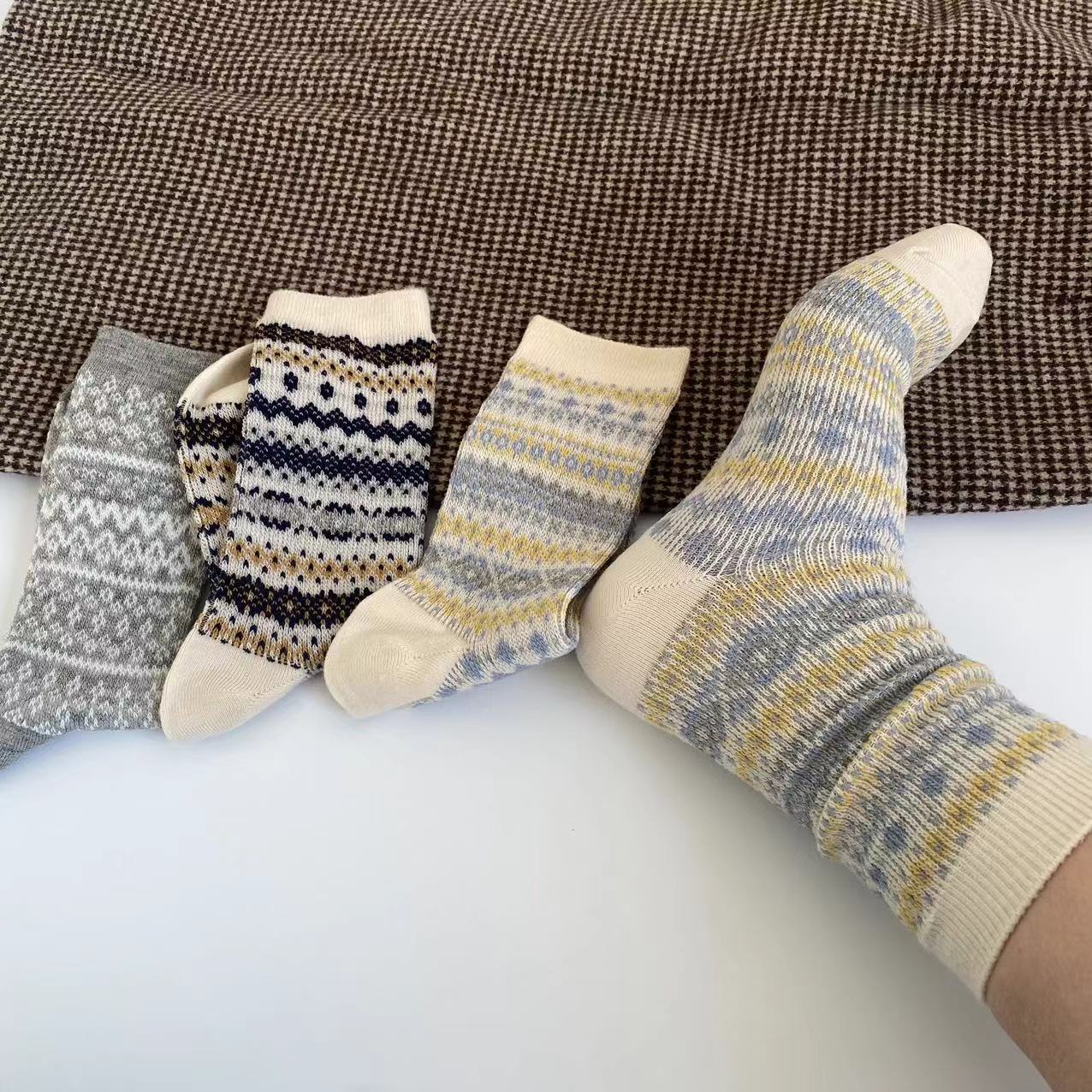 美式复古heattech中筒袜