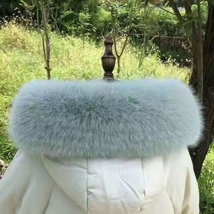 冬季通用仿真毛领派克服百搭羽绒服毛领女单买通用白色毛领狐狸毛