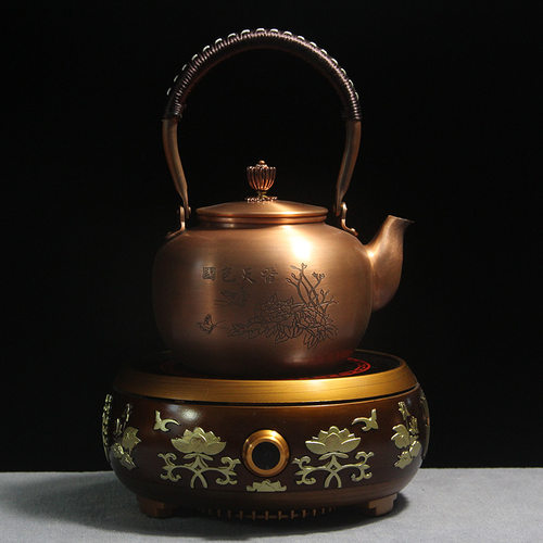 纯铜手工紫铜煮茶壶电陶炉套装