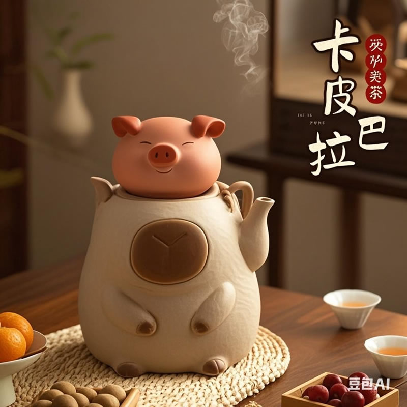 围炉煮茶炉茶具套装卡皮巴拉创意可爱家用冬养生茶壶可干烧侧把壶