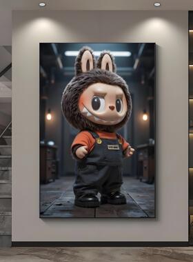 泡泡玛特labubu拉布布装饰画潮流小众创意客厅玄关挂画儿童房壁画