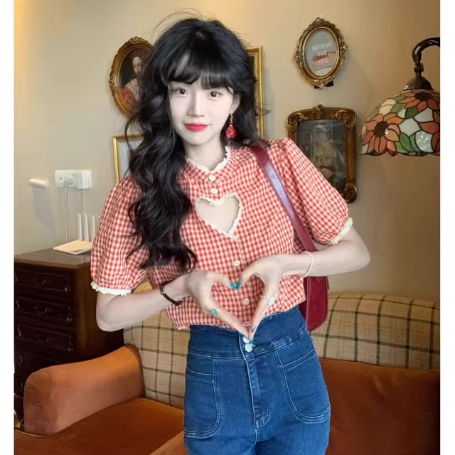 直筒时尚复古单排扣短袖衬衫包邮