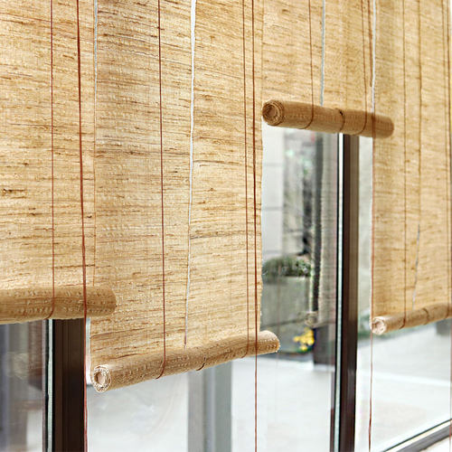 中式禅意装饰隔断手工苎麻卷窗帘