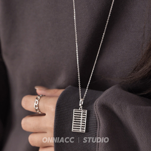 算盘吊坠项链女长款 毛衣链配饰秋冬纯银高级感轻奢小众2025年新款