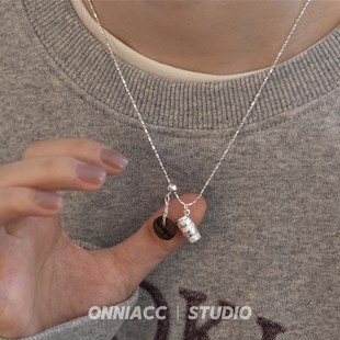 真咖啡豆项链女锁骨链纯银高级感轻奢小众设计杯子简约创意送礼物