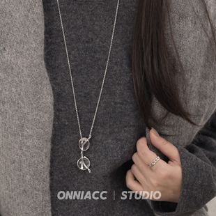 简约 设计师款 眼镜吊坠项链女毛衣链长款 纯银高级感轻奢小众个性