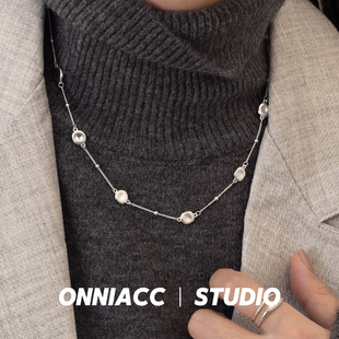 手工捶打纹圆牌项链女短款 锁骨链纯银高级感轻奢小众设计简约百搭