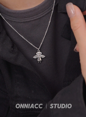 丘比特天使吊坠项链女锁骨链纯银高级感轻奢小众简约2026年新款