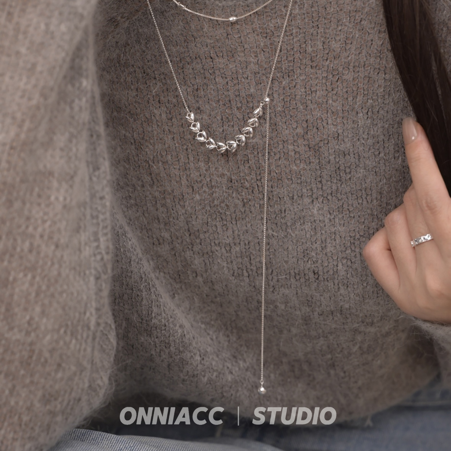 麦穗流苏项链女毛衣链纯银长款