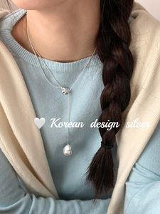 韩国巴洛克异形珍珠流苏项链长款纯银轻奢小众设计感高级毛衣链
