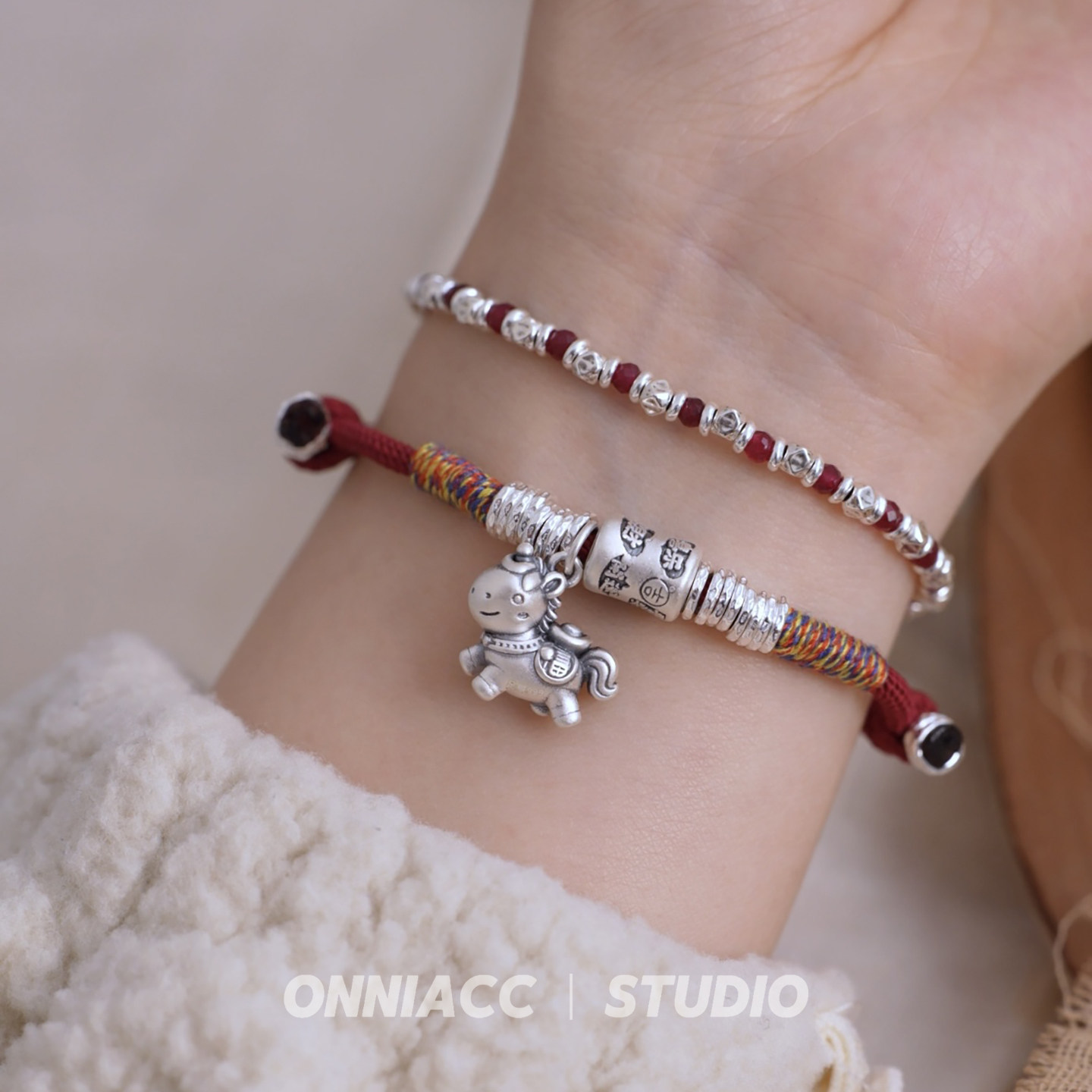 马上有钱小马转运珠红绳手链女纯银999足银轻奢小众2026年新款,饰品/流行首饰/时尚饰品新,银饰手链,淘宝优惠券,粉丝福利购,淘宝优惠卷