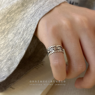 小鱼链条宽边戒指女尾戒小指纯银高级感轻奢小众开口2025年新款