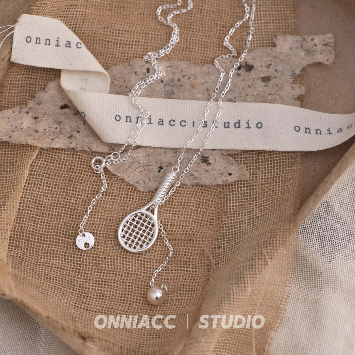 网球拍羽毛球拍项链纯银