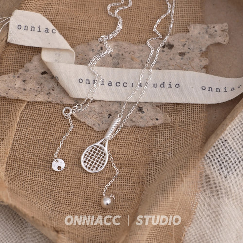 网球拍羽毛球拍项链纯银