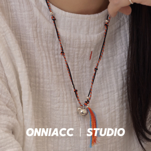 小鸟多宝满足鸟吊坠复古手工编织绳项链女长款毛衣链纯银波西米亚