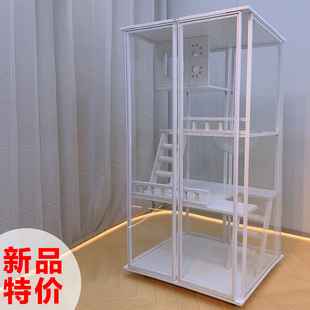豪华实木猫别墅家用室内猫窝超大空间猫柜猫舍带厕所一体玻璃全景