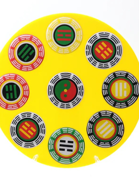 12CM双面中黄中绿中红中黑五龙吸盘太极盘