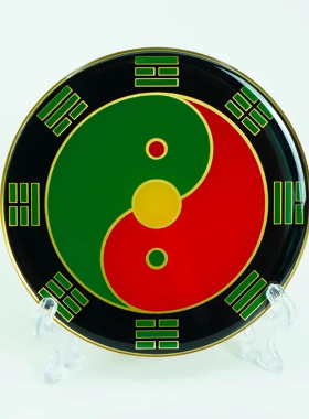 8厘米后天八卦黄铜中黄中绿中黑中白中红中绿三元太极八卦贴