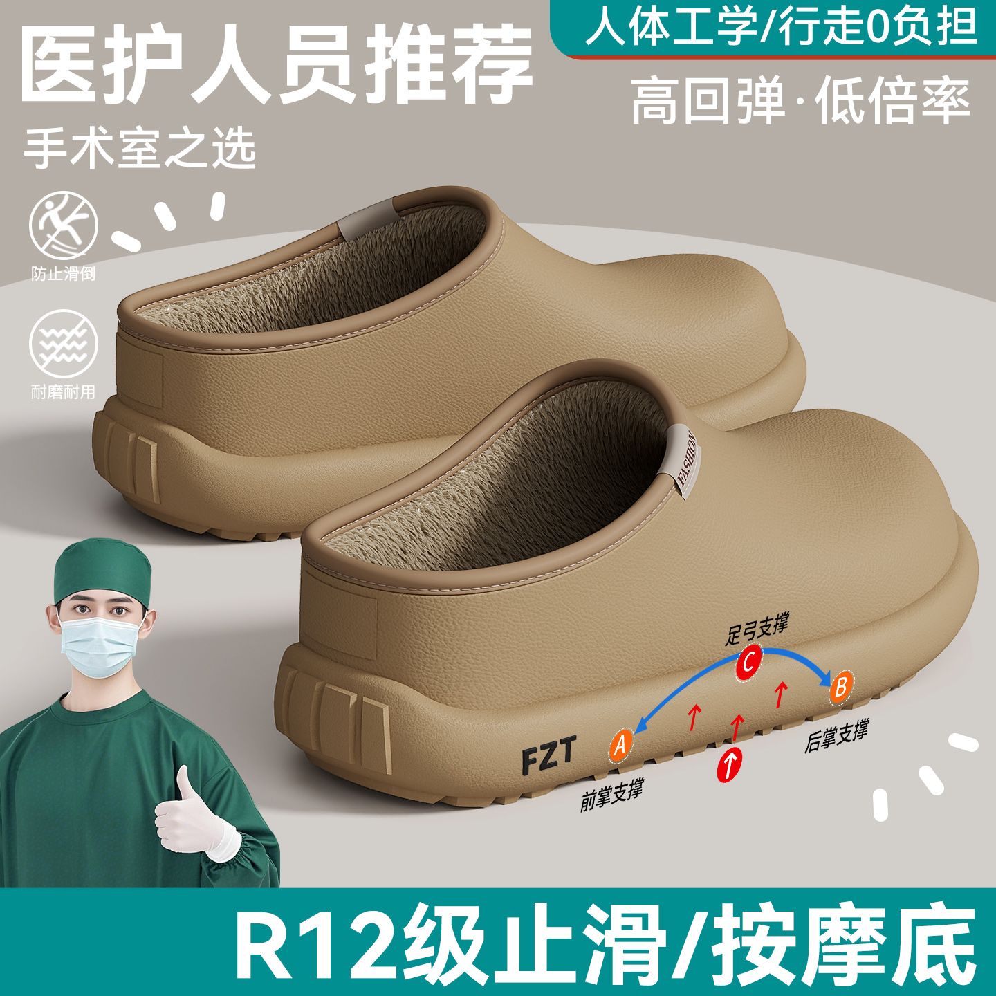 包后跟棉拖鞋女冬季保暖全包跟一脚蹬月子鞋一体成型防水男防滑轻