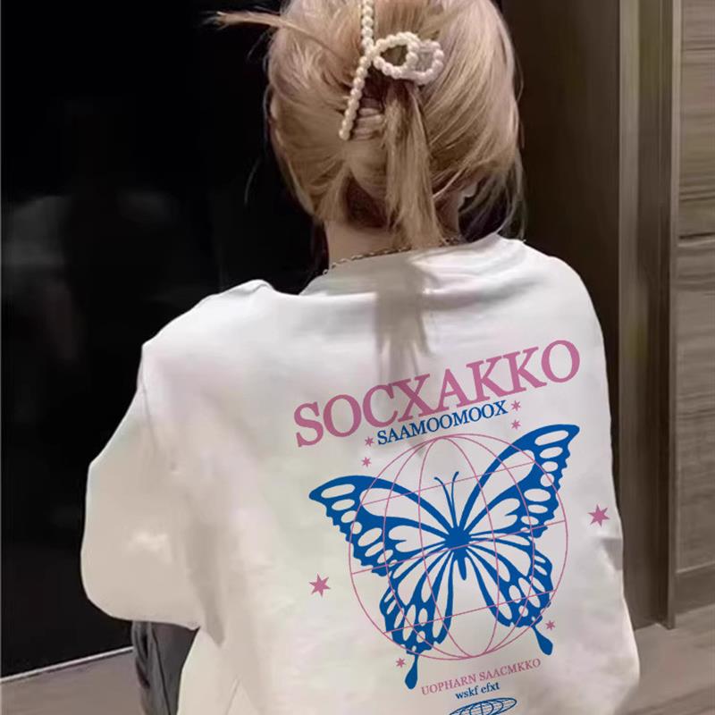 胖MM白色纯棉宽松正肩显瘦短袖t恤女2025年新款夏装情侣圆领上衣