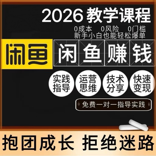 网络副业闲鱼赚钱教程手机挣钱小项目一对一实操咸鱼运营课程创业