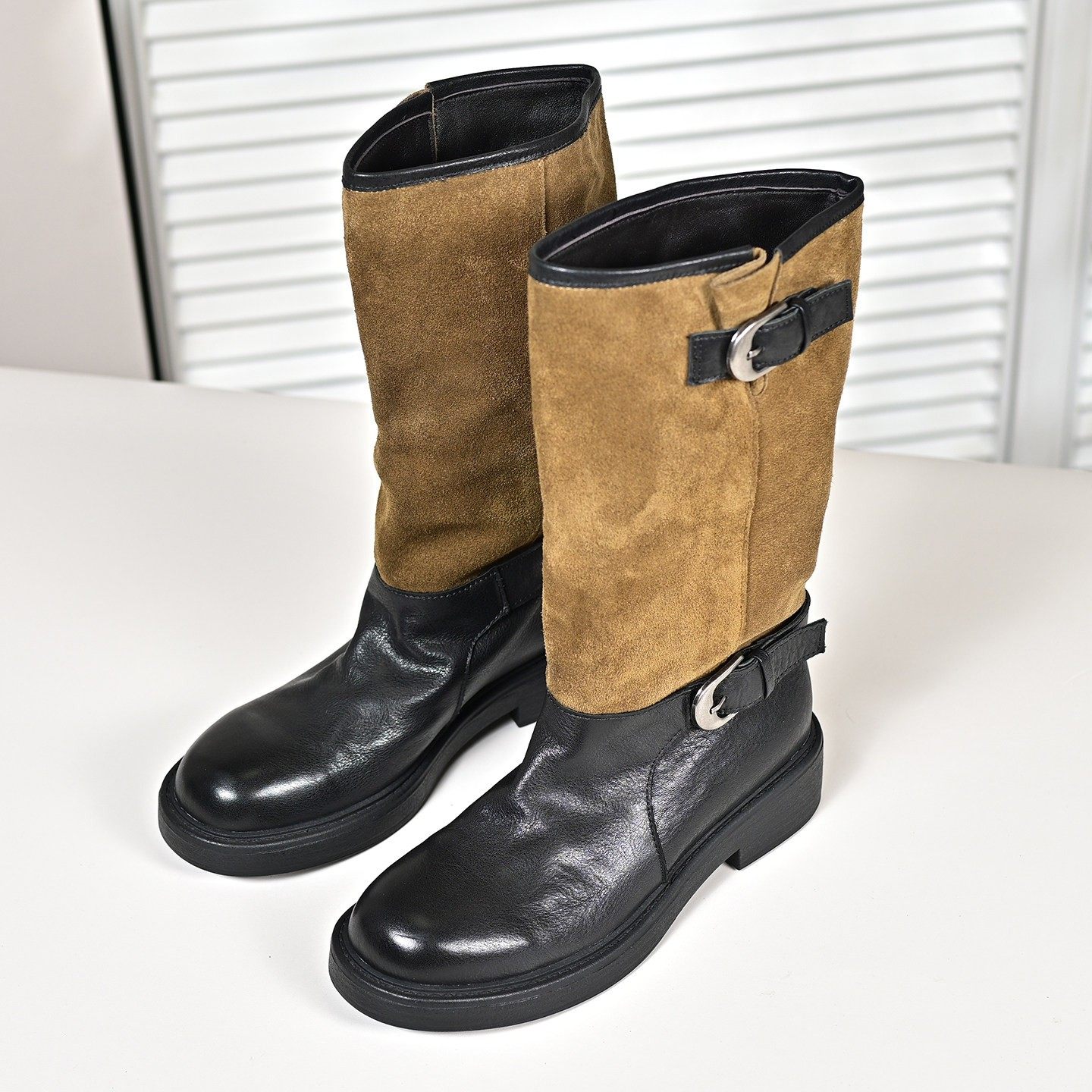 步享头层胎牛皮高筒靴女2025新款