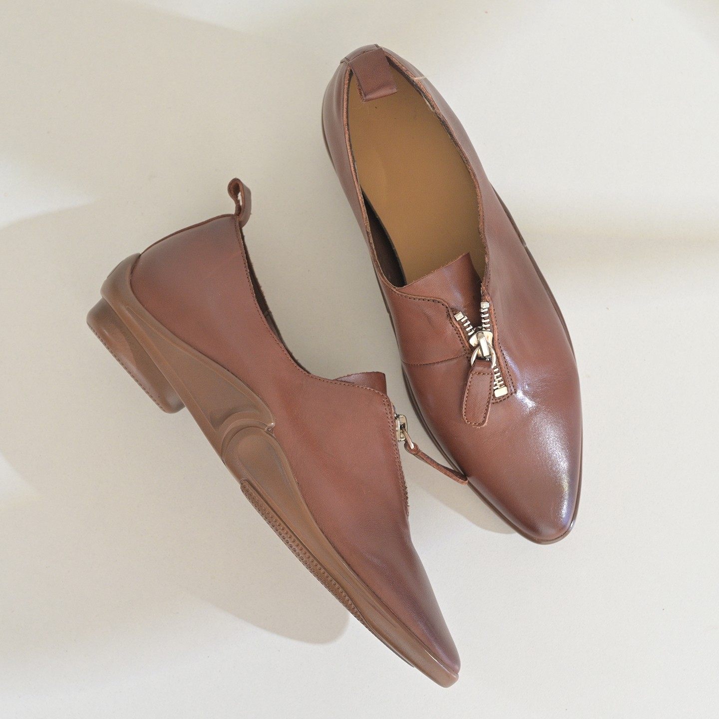 步享~小众复古小皮鞋女软底尖头拉链乐福鞋中跟真皮休闲深口单鞋,女鞋,深口单鞋,淘宝优惠券,粉丝福利购,淘宝优惠卷