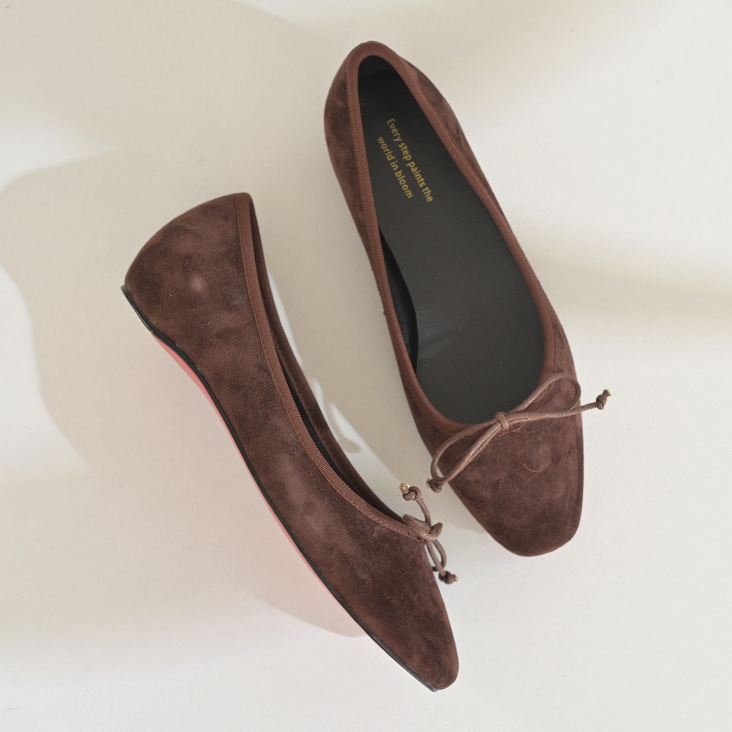 步享羊翻皮单鞋女软底棕色平底