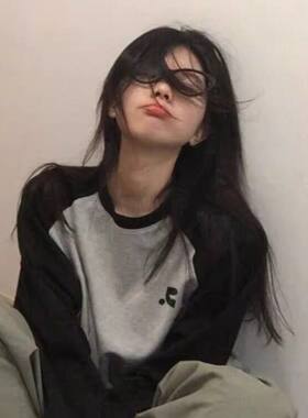 【韩国购】Restandretion复古插肩长袖T恤女款慵懒风宽松打底上衣