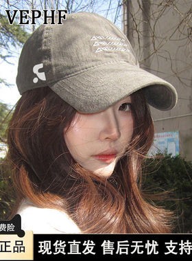 韩国restandrecreation灰色棒球帽子女款宽帽簷显脸小复古刺绣鸭