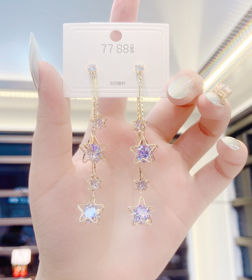 韩国气质时尚紫色锆石网红显耳环