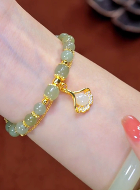 独特设计网红火款三生有杏双层折叠猫眼石手链女手工编织礼物饰品