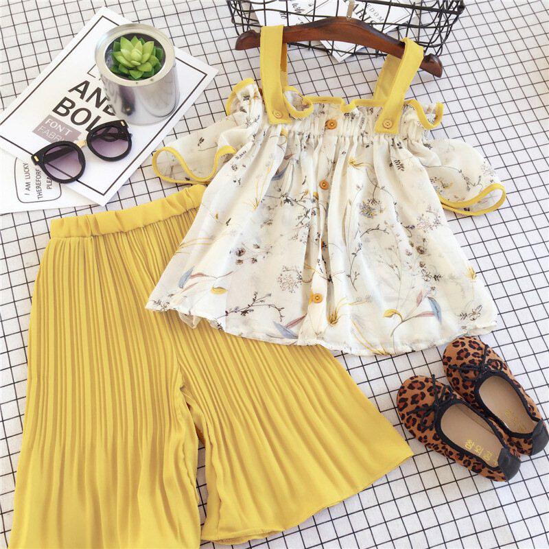 Korean Edition 2019 new pattern girl Sleeveless Broken flowers Word collar camisole jacket Children shorts suit On behalf ofin the Women's clothing/Boutique , T-shirt  category - from Buy2taobao.com to provide professional Taobao agent buy service