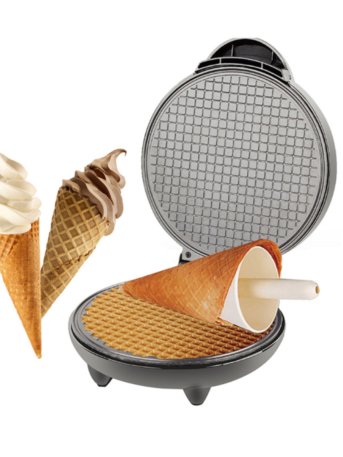 家用早餐蛋卷冰淇淋卷筒机电薄饼机Waffle Ice Cream Cone Maker