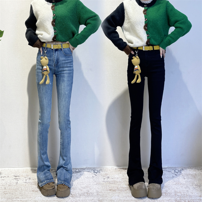 迪否牛仔马蹄裤2025夏季新款高腰弹力修身复古百搭显瘦牛仔裤