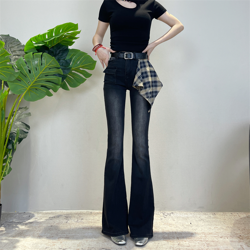 秋季新款迪否辣妹微喇牛仔裤女2025丝巾洋气高腰显瘦百搭喇叭裤