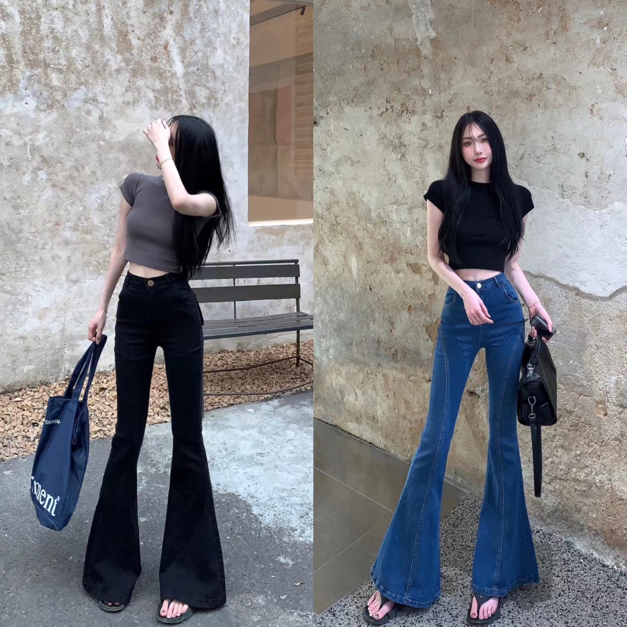 美式大喇叭牛仔裤女款爆款2025秋季小个子微喇百搭修身显瘦喇叭裤