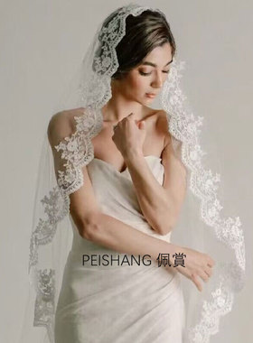 佩赏头纱蕾丝新娘头纱