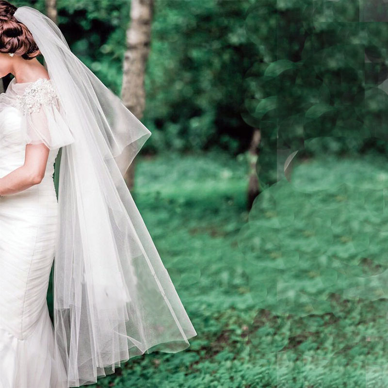 新娘头纱双层遮面百搭蓬蓬款面纱