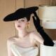 赫本风黑色大帽檐礼帽女影楼拍照造型长款 手套套装 新娘头纱配饰