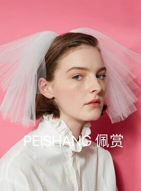 佩赏头纱短款新娘领证结婚