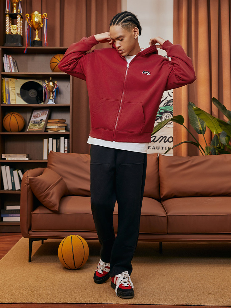 ASPIRANTS UZIS 니트 지퍼 스포츠 자켓 남성 캐주얼 루즈 농구 러닝 트레이닝 후드 티셔츠 LINGYUE