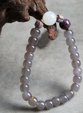 无同 扶摇烟紫 上弦影月 古典美学安神和田玉螺钿手串手钏