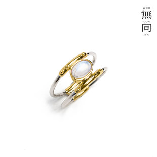 无同  二十四桥明月夜 K黄金镶嵌冰种白月光石古典戒指中秋送礼