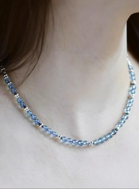 小众饰品无同海蓝宝原创