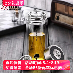 希诺双层玻璃杯男女士商务办公泡茶车载水杯子XN-6605/6606/6607